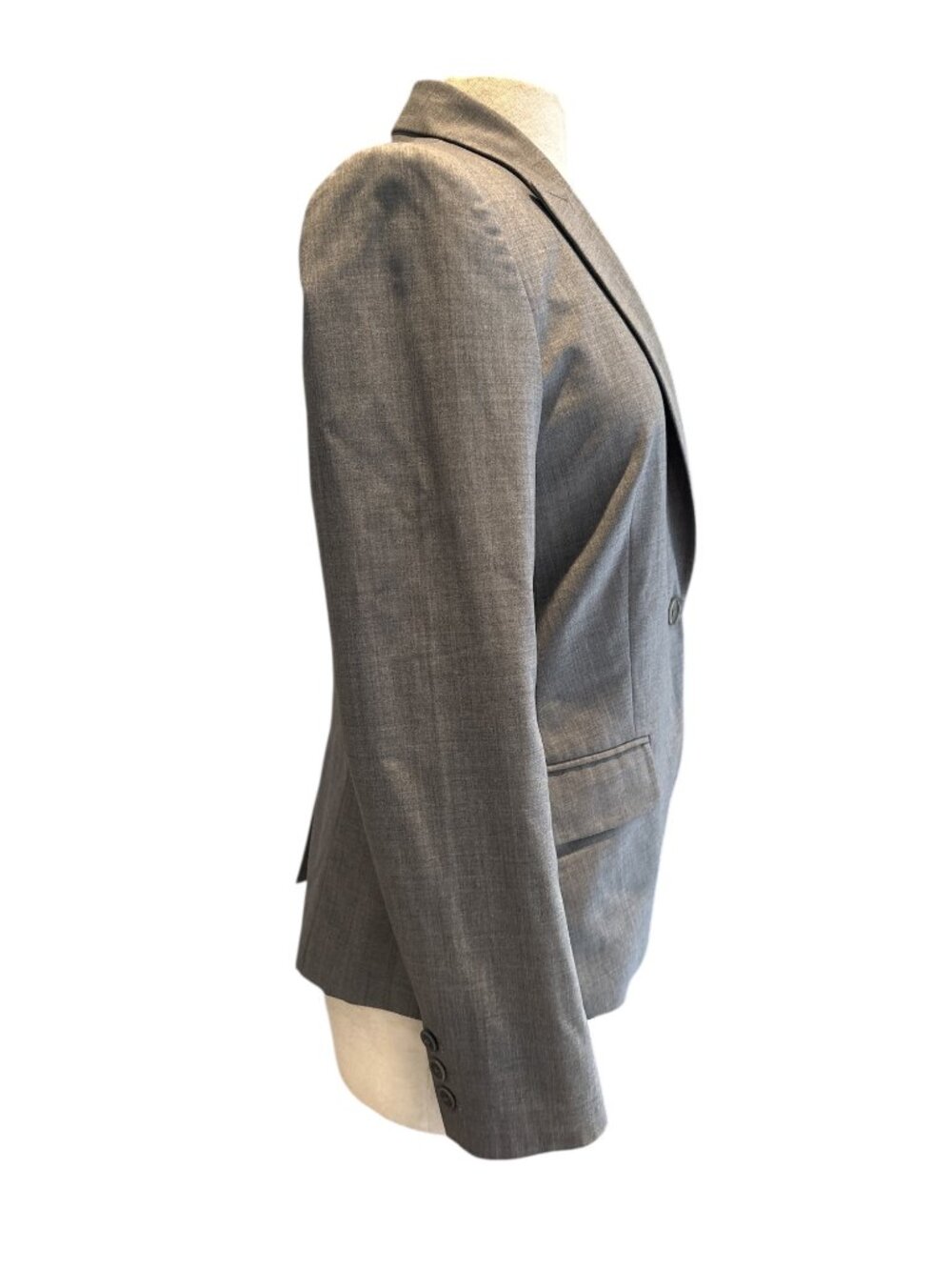 Theory Women’s Gray Wool Stretch Blazer Size 10 — Tailored One-Button Jacket — P - Picture 6 of 11